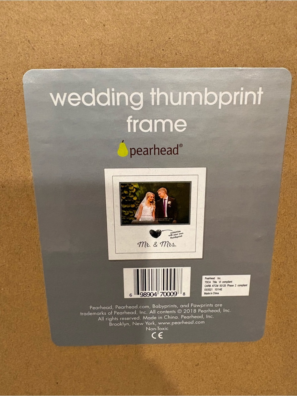 Pearhead Heart Thumbprint Photo Frame and Ink Kit, Wedding Keepsake Registry